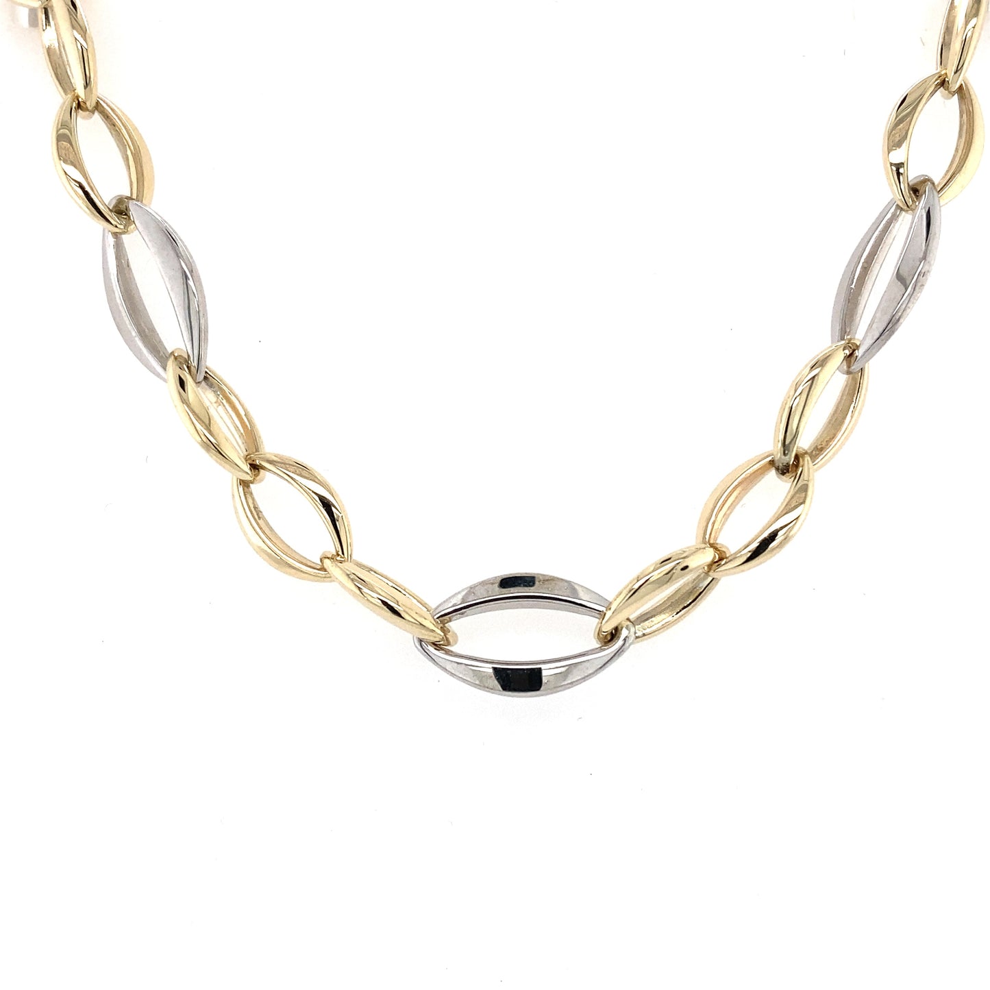 Yellow and White Gold Apex Oval Link Necklet Gardiner Brothers