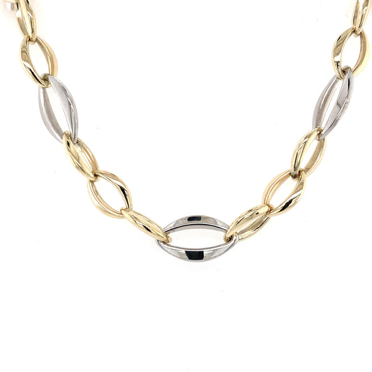 Yellow and White Gold Apex Oval Link Necklet  Gardiner Brothers