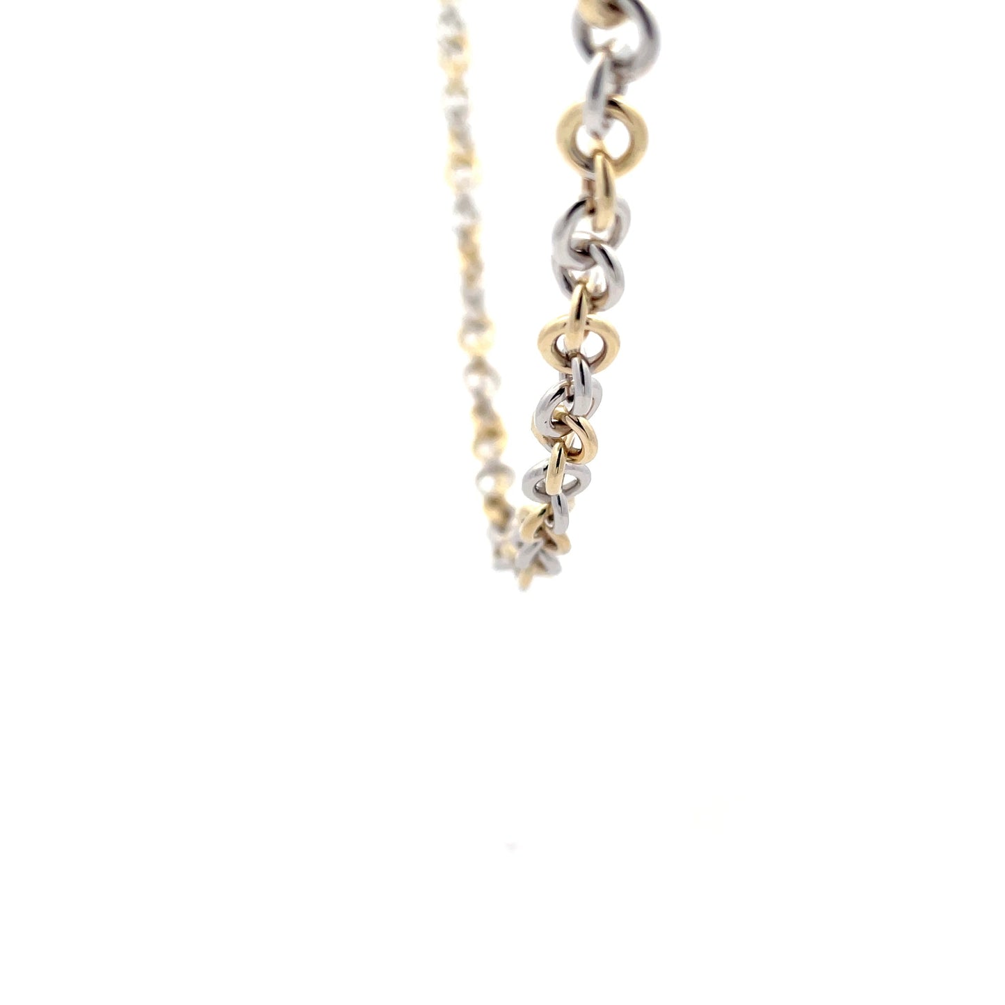 YELLOW and white GOLD SOLID ROUND LINK NECKLET Gardiner Brothers