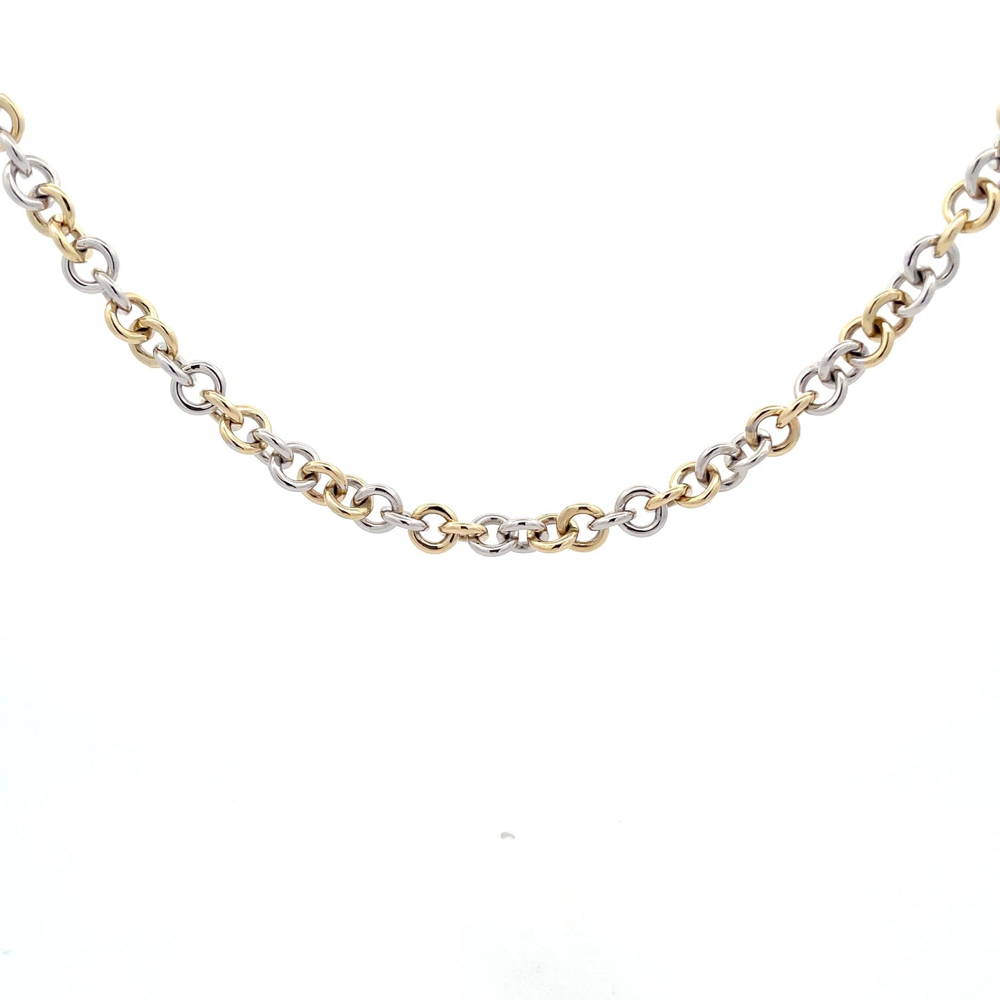 YELLOW and white GOLD SOLID ROUND LINK NECKLET Gardiner Brothers