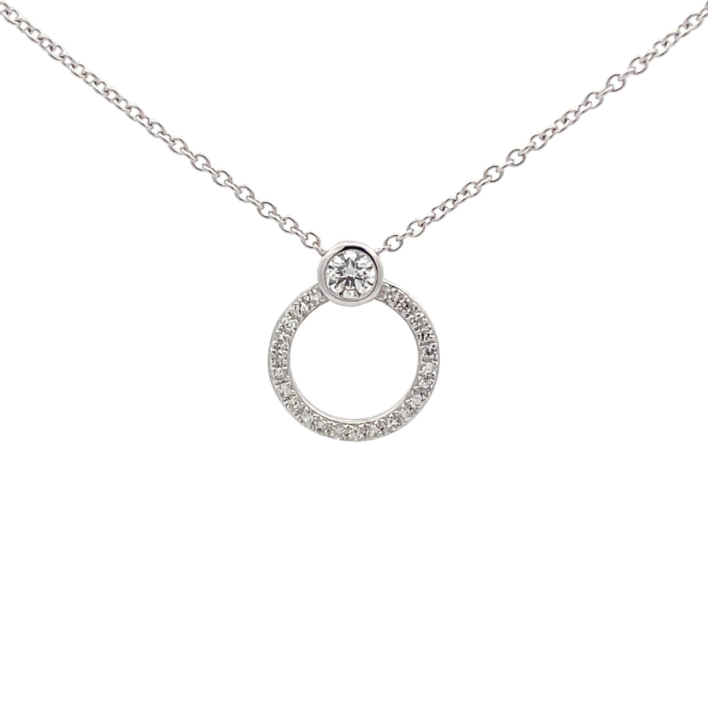 White gold Diamond Circle Shaped Pendant Gardiner Brothers