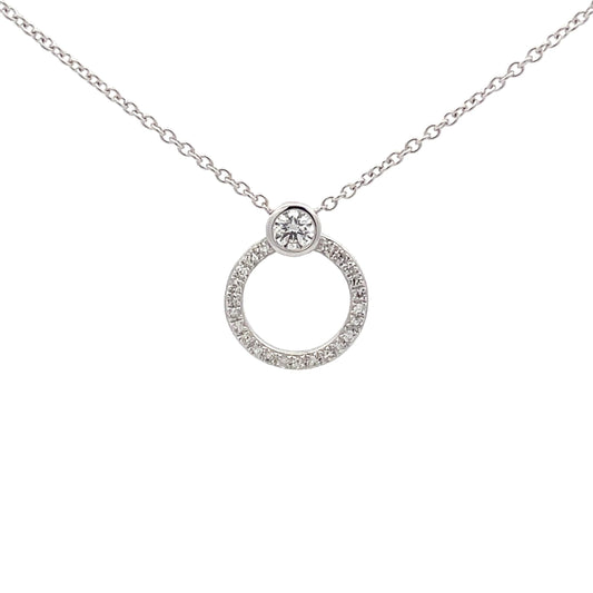 White gold Diamond Circle Shaped Pendant  Gardiner Brothers