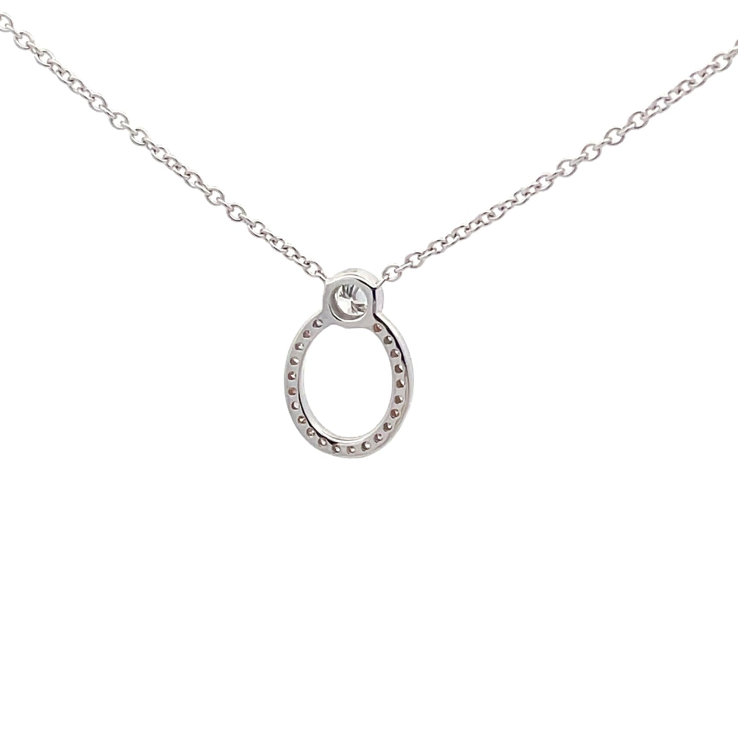White gold diamond Oval Shaped Circle Pendant Gardiner Brothers