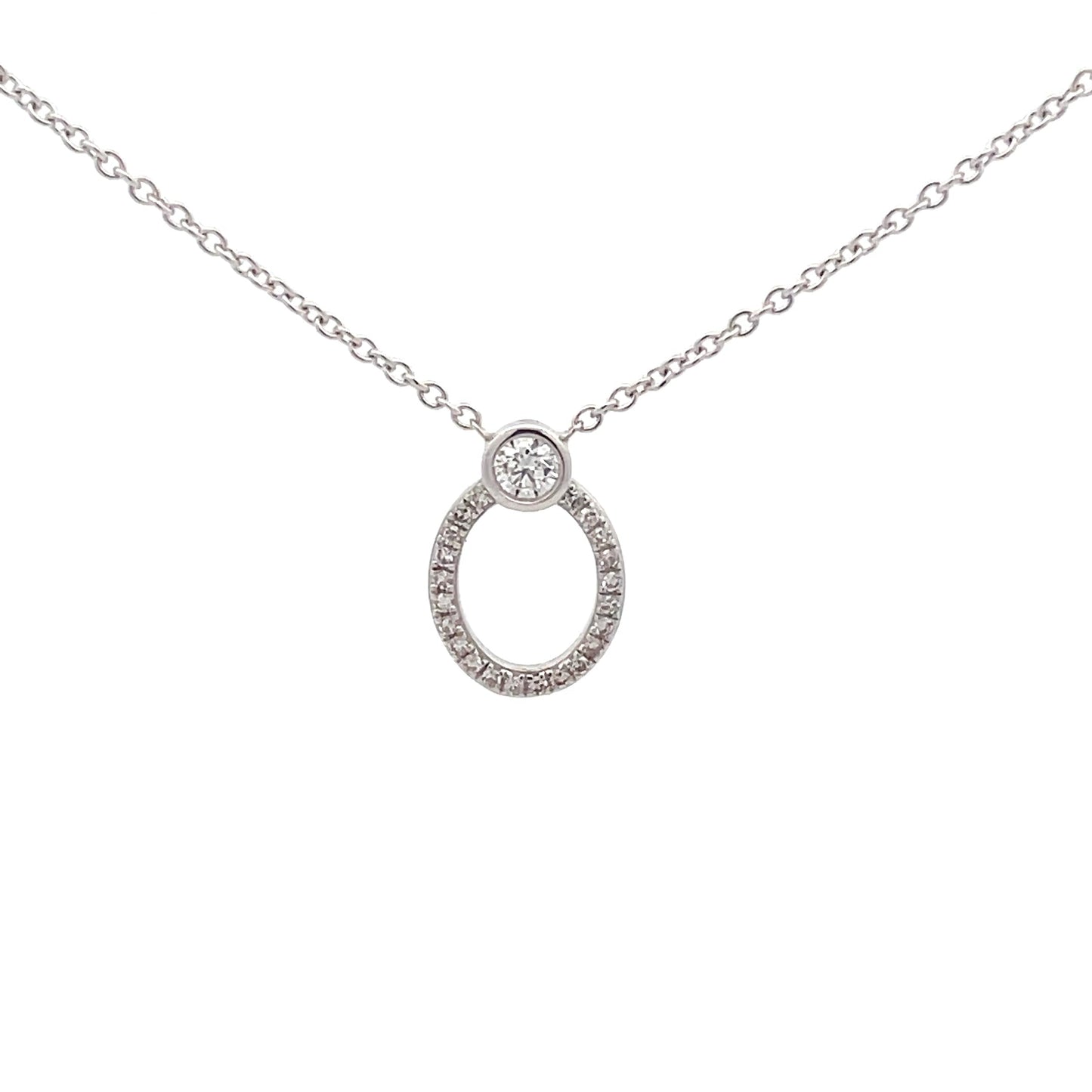 White gold diamond Oval Shaped Circle Pendant Gardiner Brothers