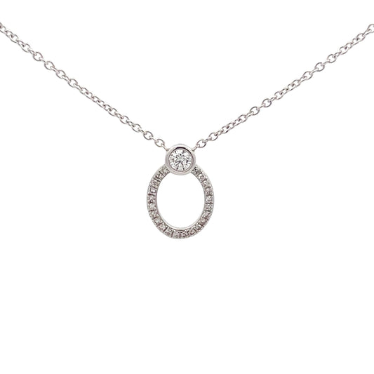 White gold diamond Oval Shaped Circle Pendant  Gardiner Brothers