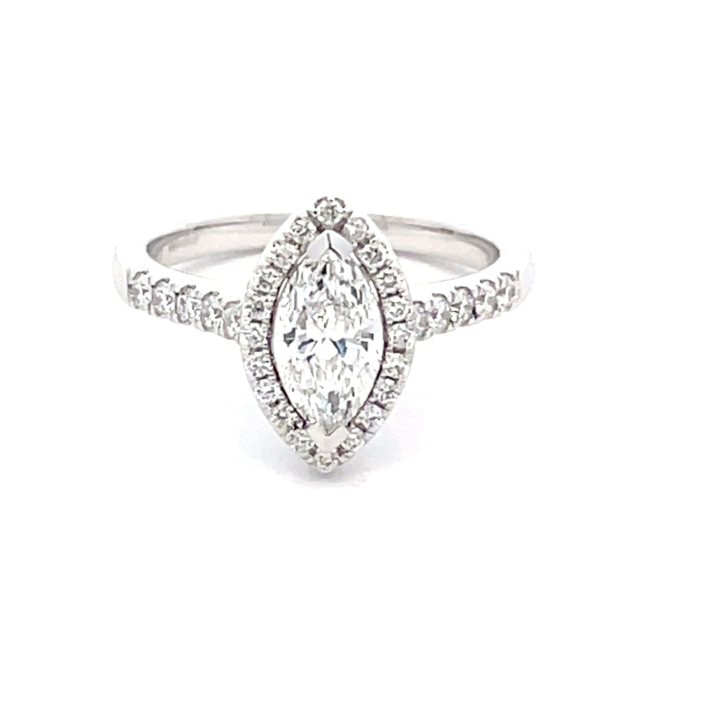 Marquise Shaped Diamond Halo Cluster Style Ring - 1.02cts Gardiner Brothers