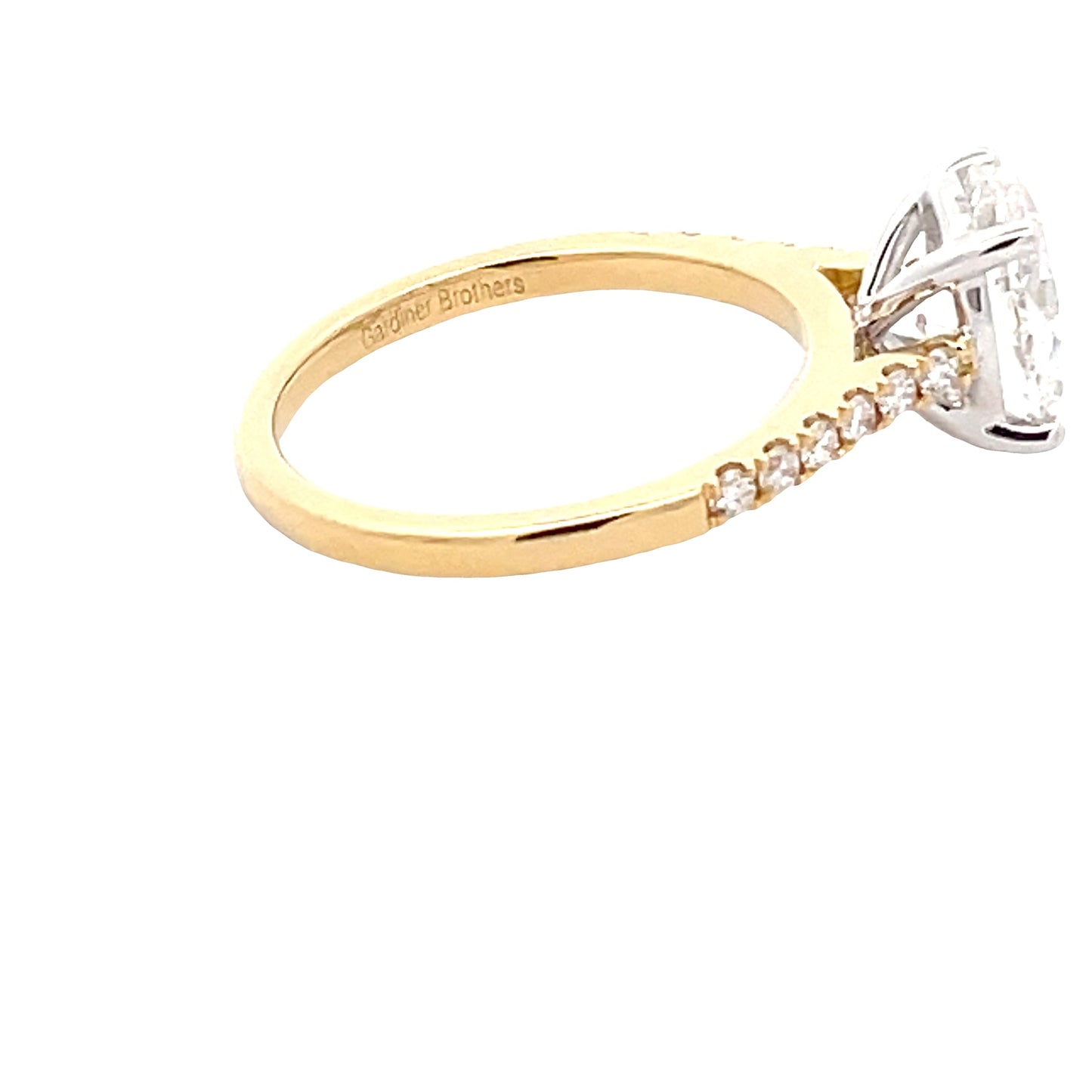 Yellow Gold Oval Shaped Diamond Solitaire With Diamond Set Shoulders - 2.26cts Gardiner Brothers