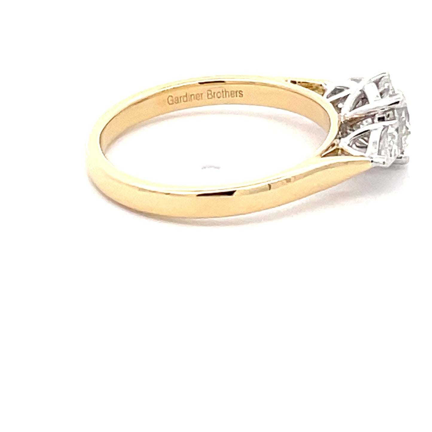Yellow Gold Round Brilliant and Pear Shaped Diamond 3 Stone Ring - 1.30cts Gardiner Brothers