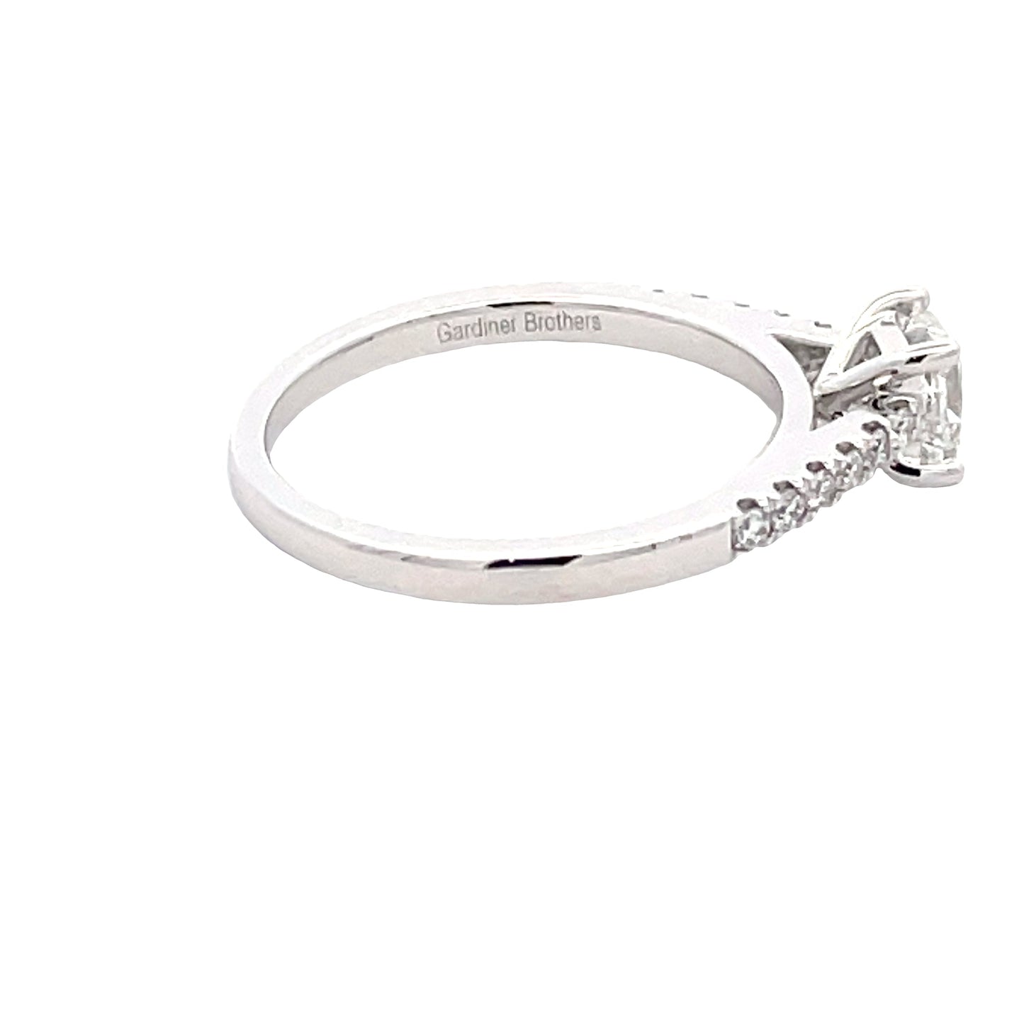 Platinum Princess Cut Diamond Solitaire With Diamond Set Shoulders - 0.95cts Gardiner Brothers