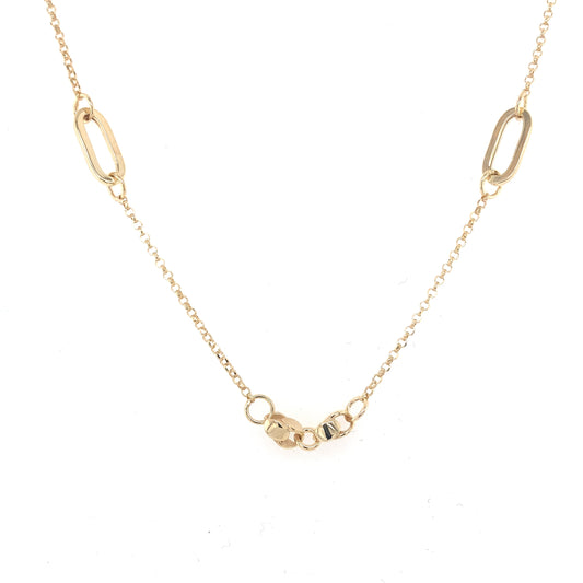 Yellow Gold Oval and Fancy Link Station Link Necklace  Gardiner Brothers