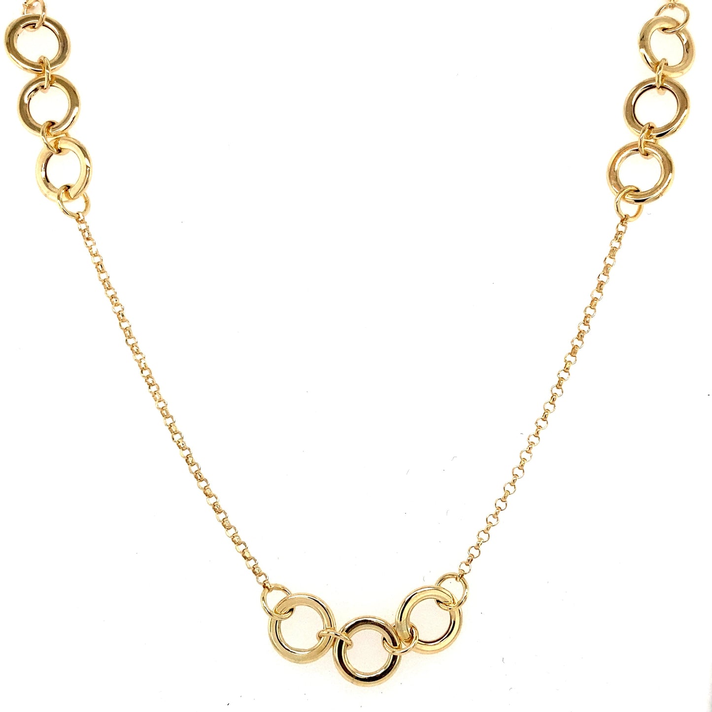 Yellow Gold Circle Links Station Style Necklace Gardiner Brothers