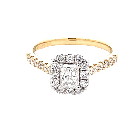 Radiant Cut Diamond Halo Cluster Style Ring - 0.84cts  Gardiner Brothers