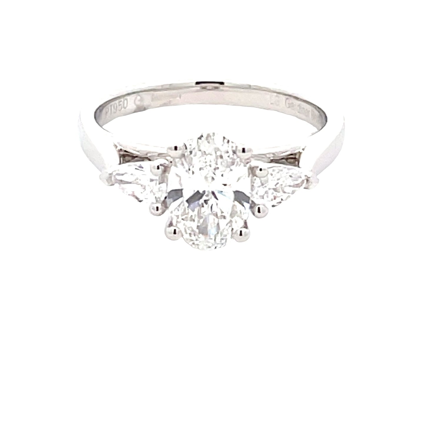 Lab Grown Oval and Pear Shaped Diamond 3 Stone Ring - 1.37cts Gardiner Brothers