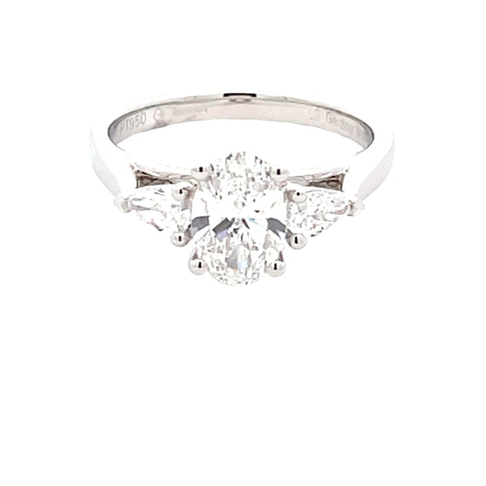 Lab Grown Oval and Pear Shaped Diamond 3 Stone Ring - 1.37cts  Gardiner Brothers