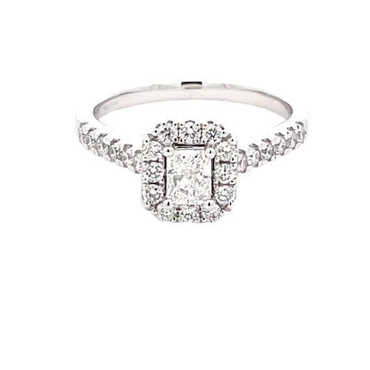 Radiant Cut Diamond Halo Cluster Style Ring - 0.84cts  Gardiner Brothers