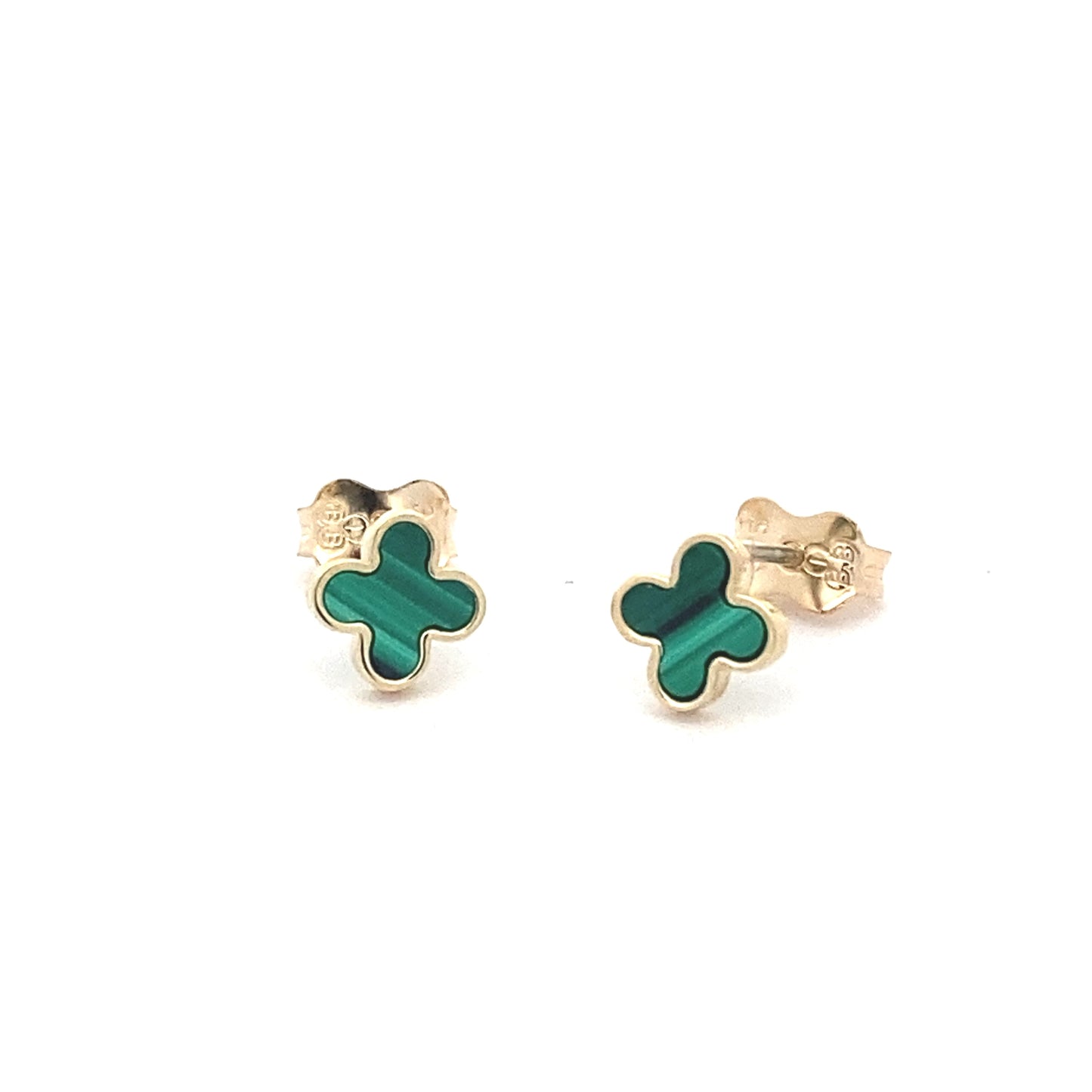 Yellow Gold Malachite Flower Petal Earrings Gardiner Brothers