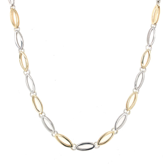 Yellow and White Gold Open Boat Shaped Link Necklet  Gardiner Brothers