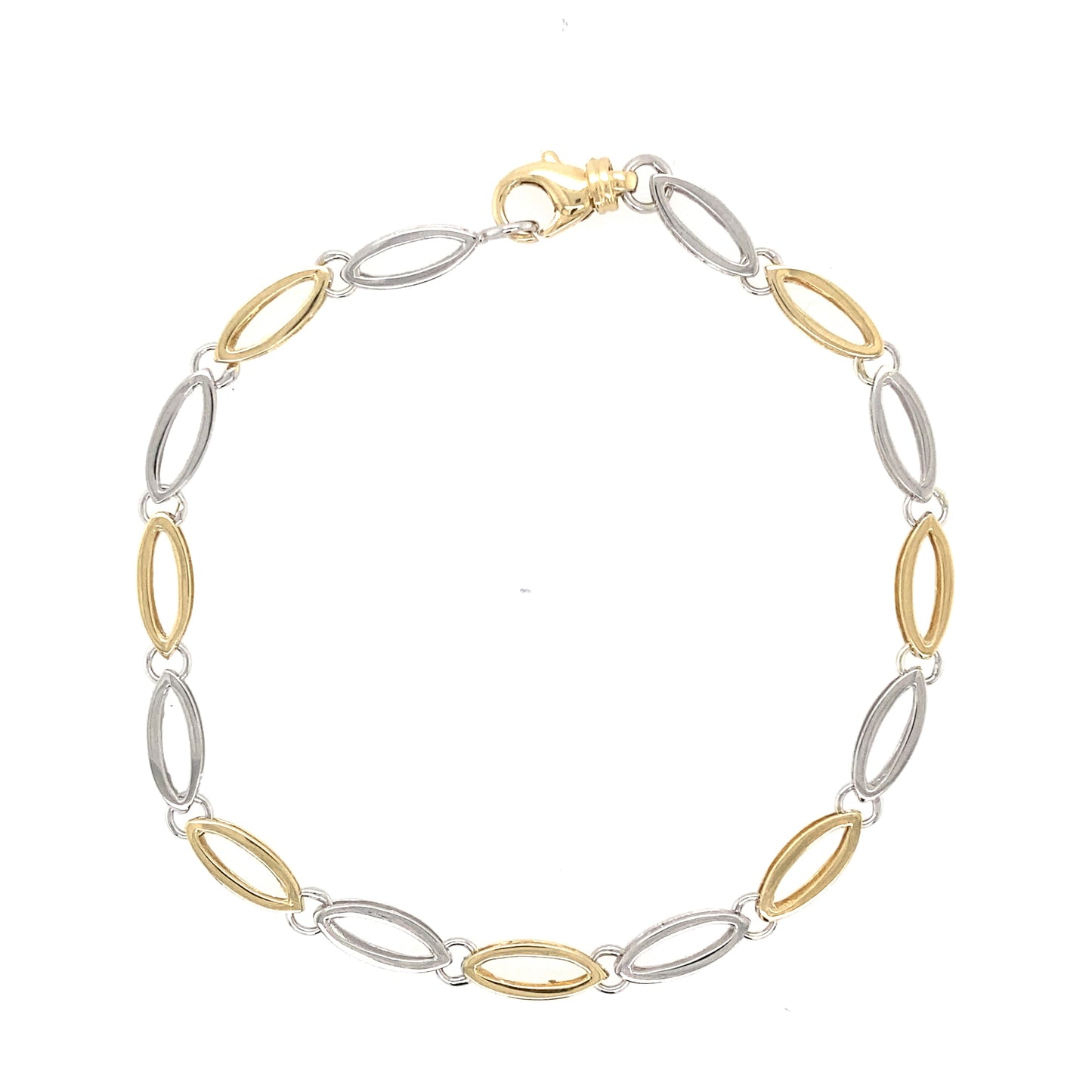 Yellow and White Gold Open Boat Link Bracelet Gardiner Brothers