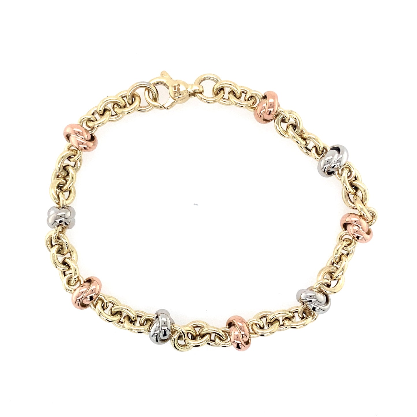 Yellow, Rose and White Gold Knot Style Bracelet Gardiner Brothers