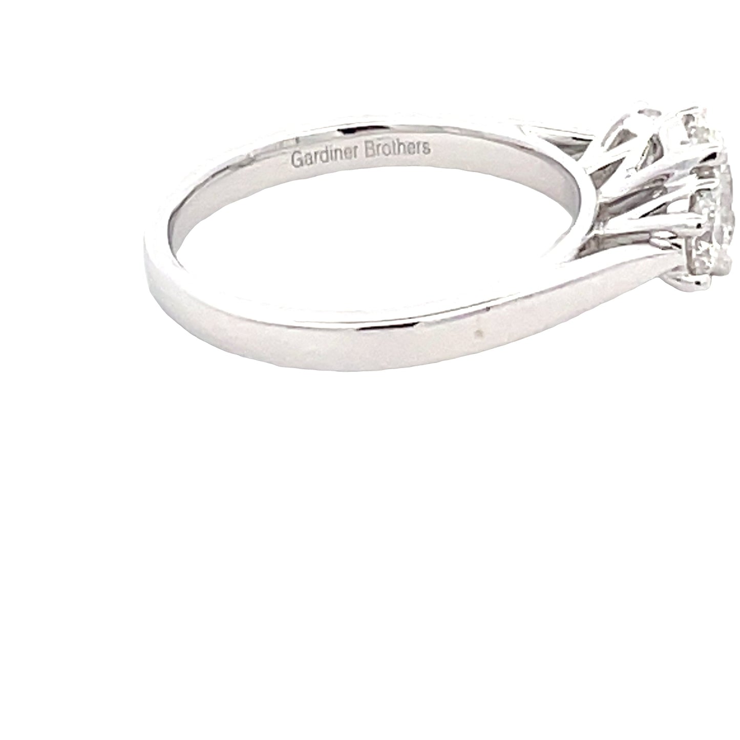 Platinum Oval and round brilliant cut diamond 3 stone ring - 1.10cts Gardiner Brothers