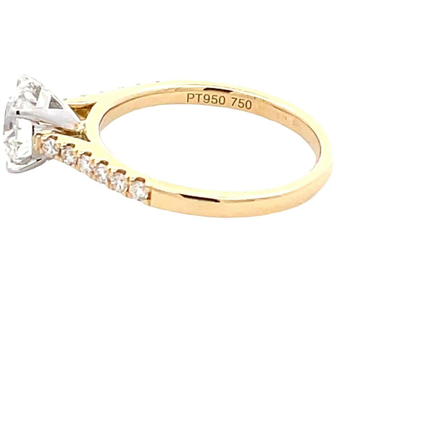 Round Brilliant Cut Diamond Solitaire ring with diamond set shoulders - 1.43cts Gardiner Brothers