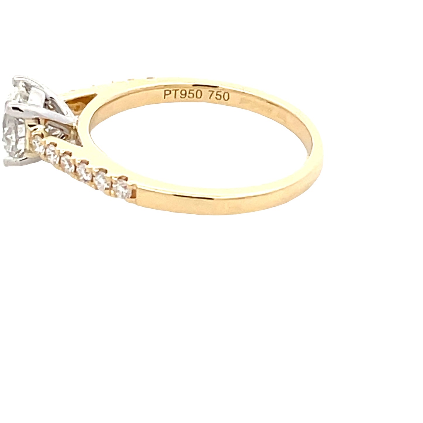 Round Brilliant cut diamond solitaire with diamond set shoulders - 1.15cts Gardiner Brothers