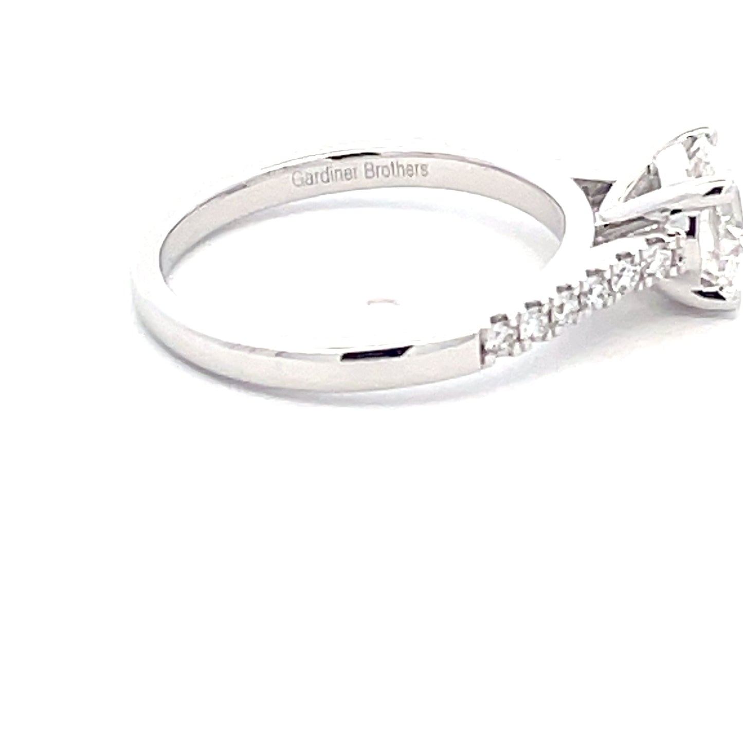 Platinum Round Brilliant Cut Diamond Solitaire With Diamond Set Shoulders - 1.45cts Gardiner Brothers