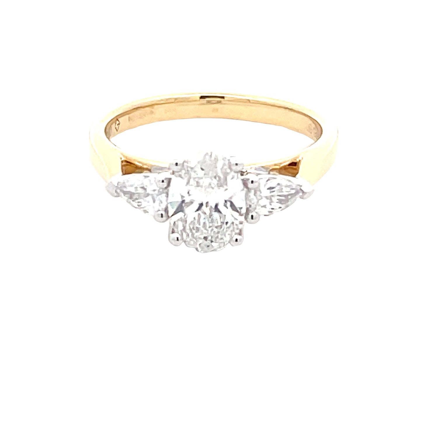Lab grown Oval and Pear Shaped Diamond 3 Stone Ring - 1.32cts Gardiner Brothers