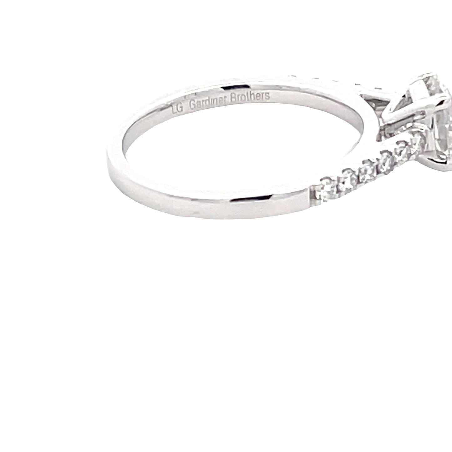Lab Grown Round Brilliant Cut Diamond Solitaire With Diamond set Shoulders - 1.27cts Gardiner Brothers