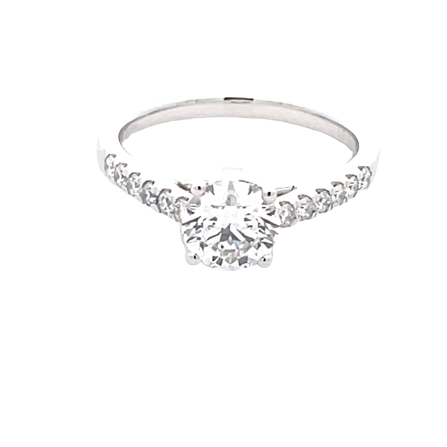 Lab Grown Round Brilliant Cut Diamond Solitaire With Diamond set Shoulders - 1.27cts Gardiner Brothers
