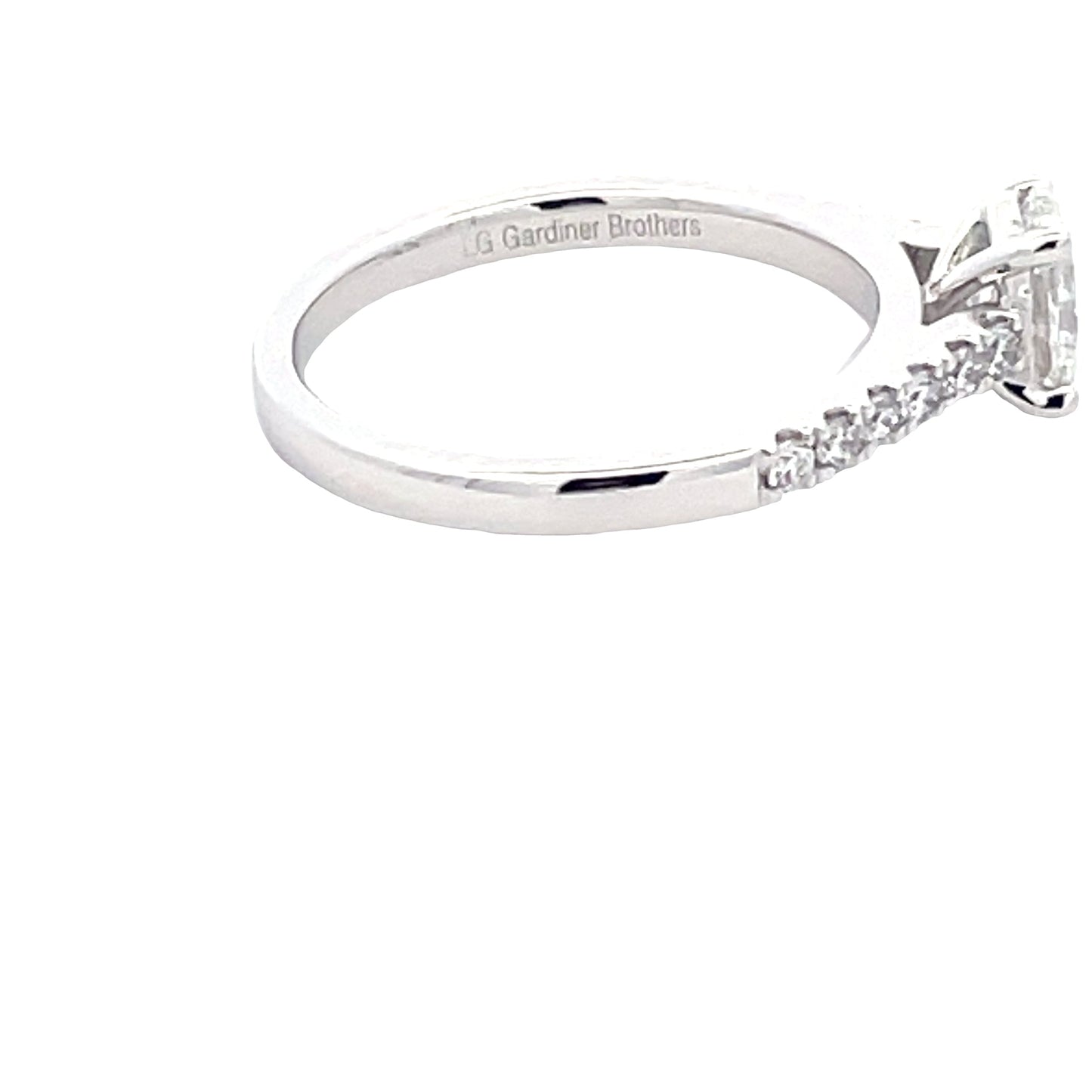 Lab Grown Oval Shaped Diamond Solitaire with diamond set shoulders - 0.95cts Gardiner Brothers