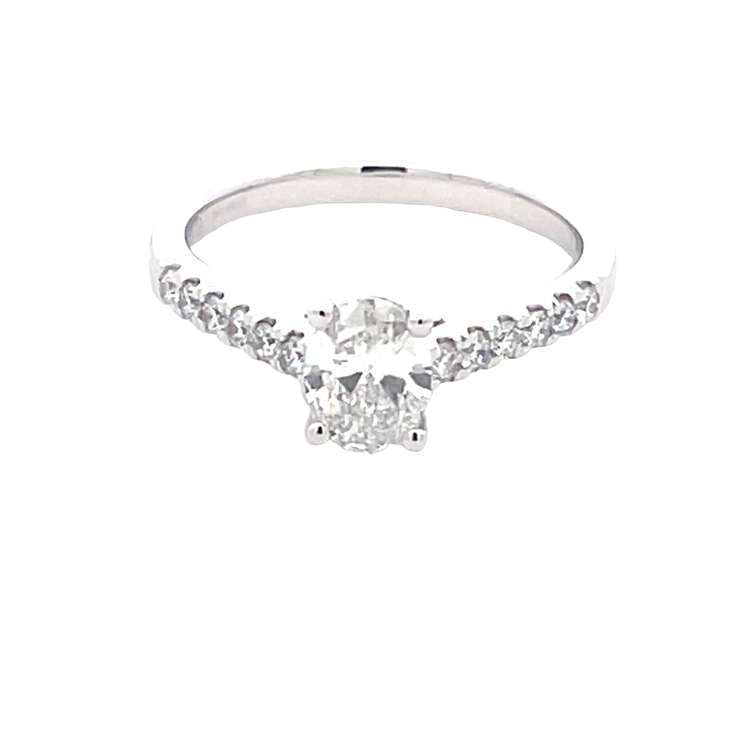 Lab Grown Oval Shaped Diamond Solitaire with diamond set shoulders - 0.95cts Gardiner Brothers