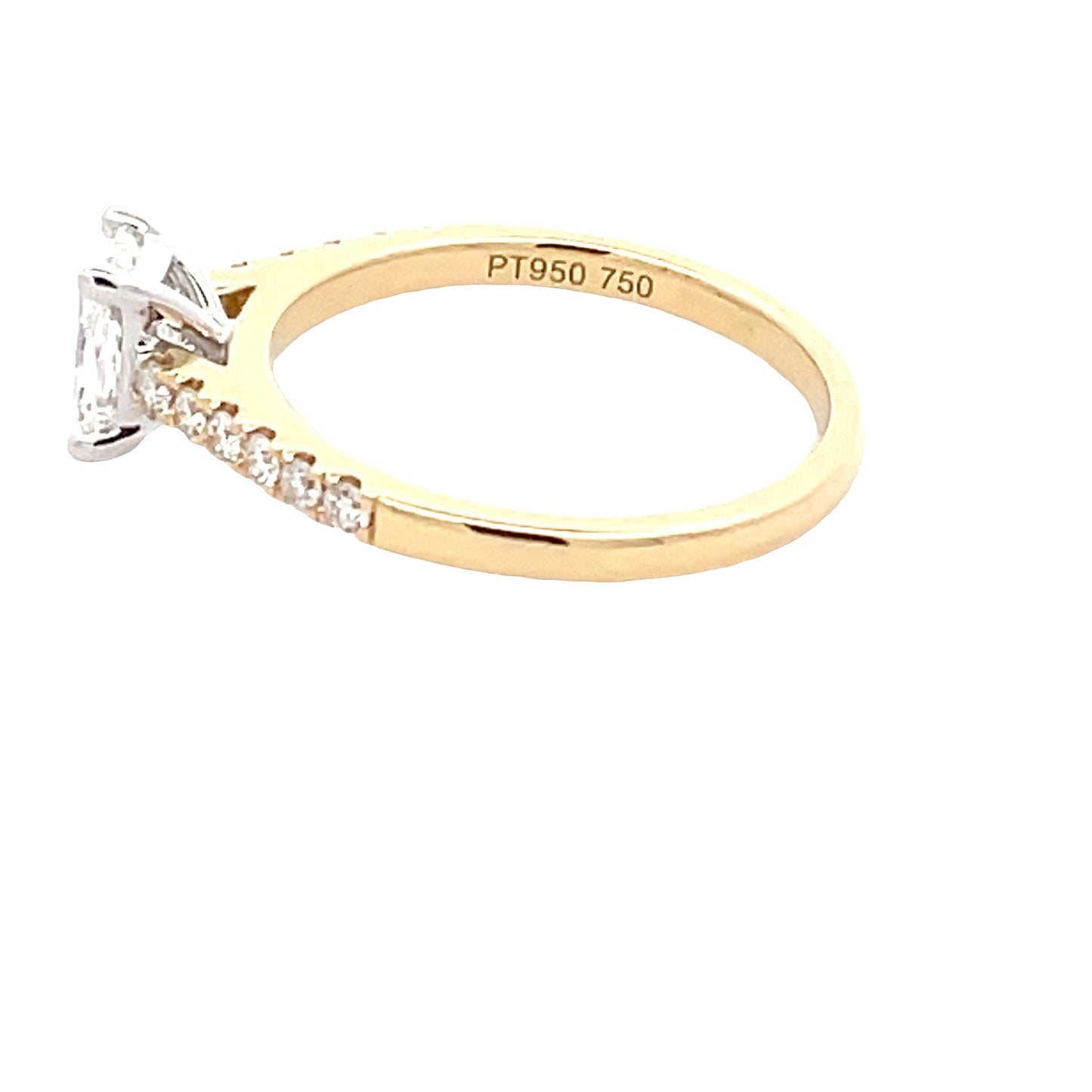 Radiant Cut Diamond Solitaire Ring with diamond set shoulders 0 0.98cts Gardiner Brothers