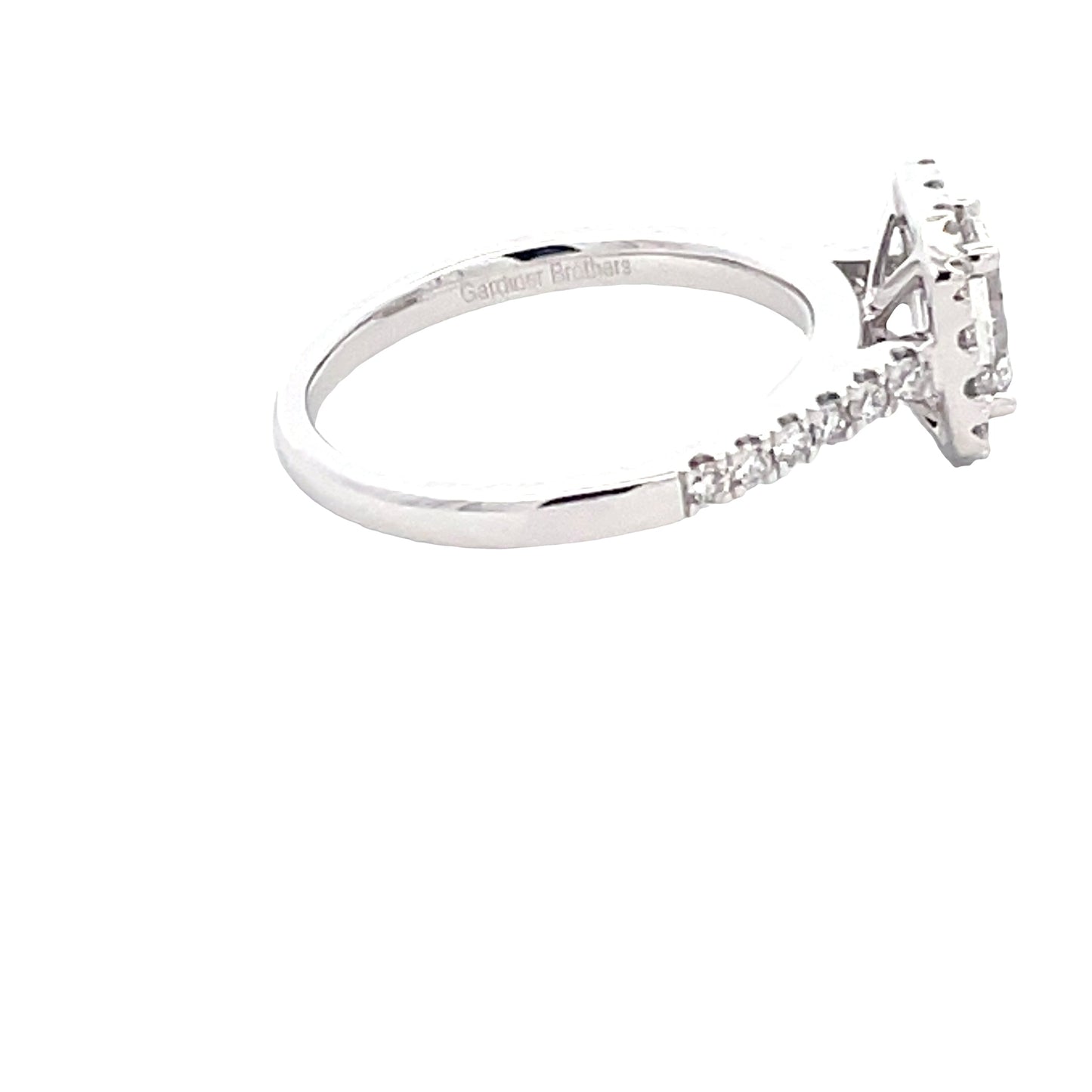 Platinum Emerald Cut Halo Cluster Style Diamond Ring - 1.20cts Gardiner Brothers