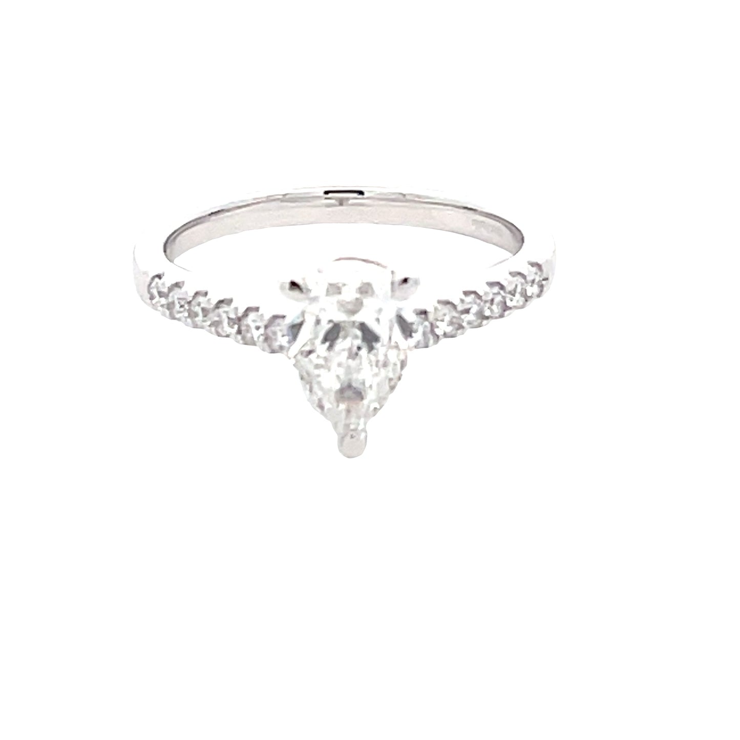 Pear Shaped Diamond Solitaire Ring with diamond set shoulders - 1.26cts Gardiner Brothers