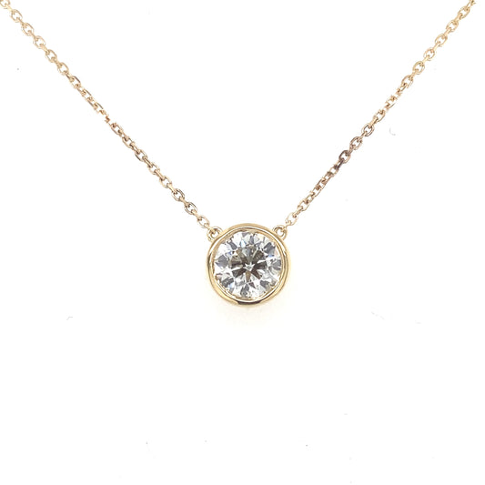 Round Brilliant Cut Diamond Rub-over style pendant - 1.20cts  Gardiner Brothers