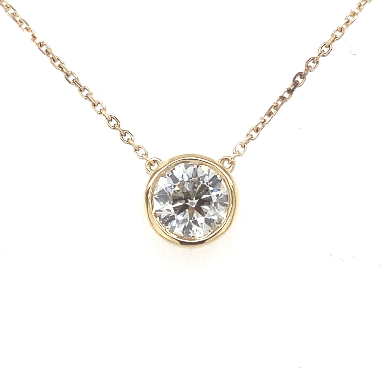 Round Brilliant Cut Diamond Rub-over style pendant - 1.20cts Gardiner Brothers