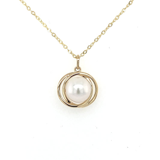 Yellow Gold Pearl Knot Style Pendant  Gardiner Brothers