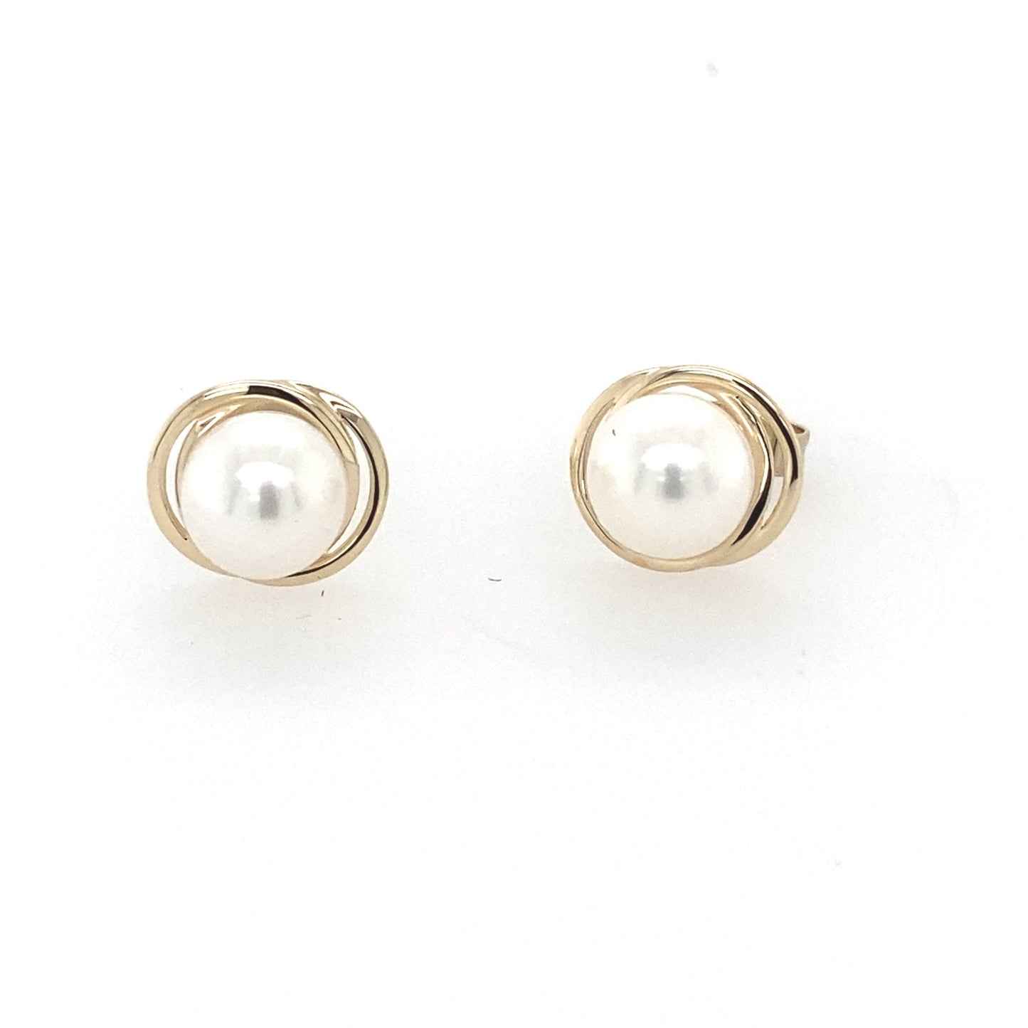 Yellow Gold Pearl Knot Style Earrings Gardiner Brothers