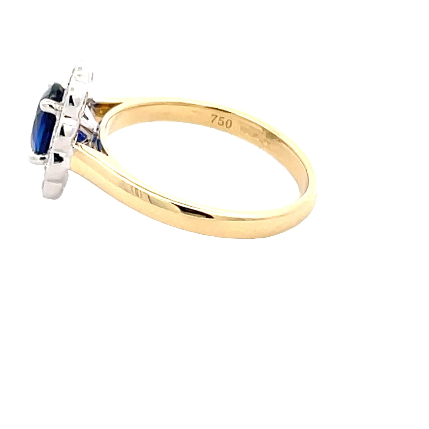 Oval Shaped Sapphire and Round Brilliant Cut Diamond Cluster Style Ring Gardiner Brothers