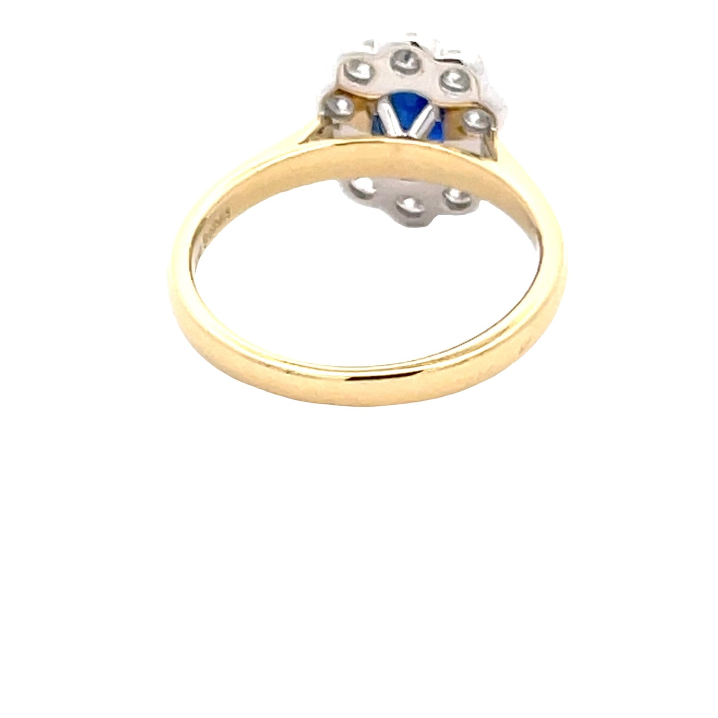 Oval Shaped Sapphire and Round Brilliant Cut Diamond Cluster Style Ring Gardiner Brothers