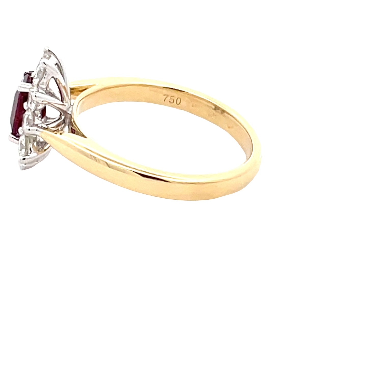 Octagonal Shaped Ruby and Round Brilliant Cut Diamond Cluster Ring gardiner-brothers