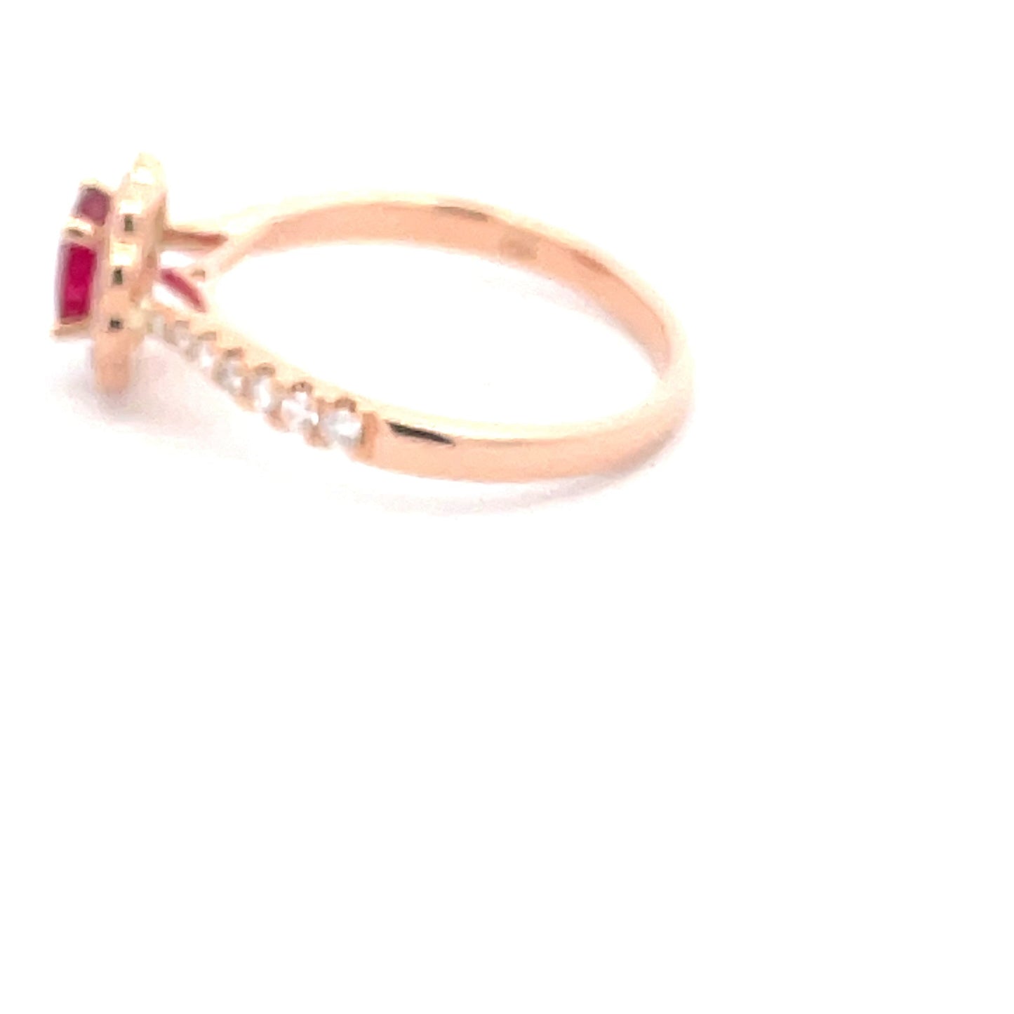 Ruby and diamond, rose gold vintage style cluster ring Gardiner Brothers