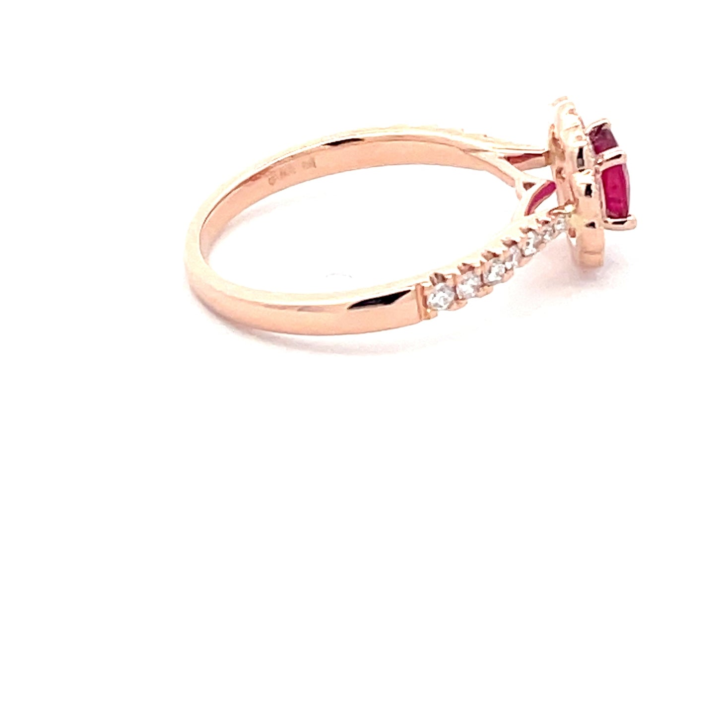 Ruby and diamond, rose gold vintage style cluster ring Gardiner Brothers