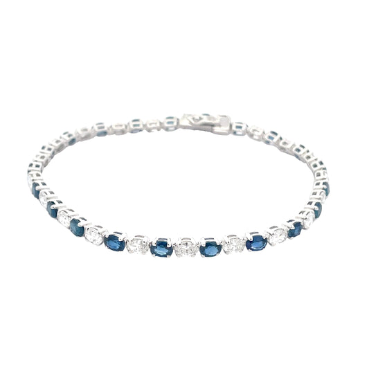 Oval Sapphire and Diamond Tennis Style Bracelet  Gardiner Brothers