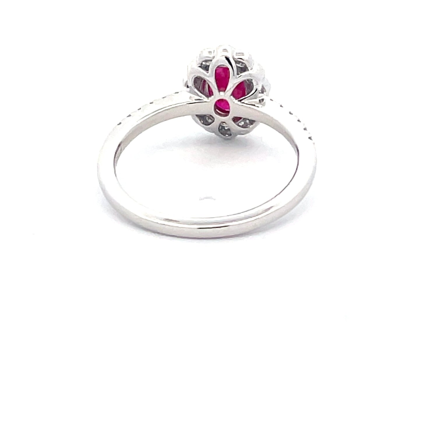 Oval Ruby And Round Brilliant Cut Diamond Cluster Style Ring Gardiner Brothers