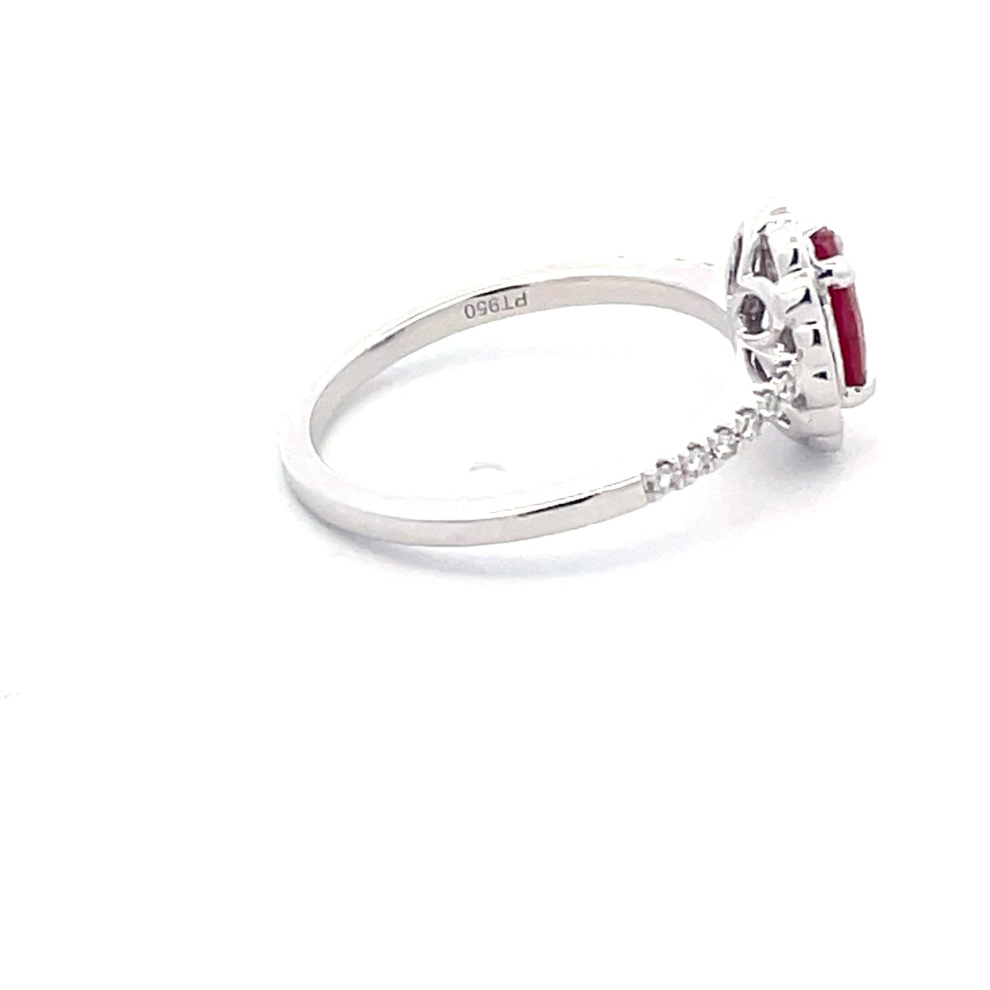 Oval Ruby And Round Brilliant Cut Diamond Cluster Style Ring Gardiner Brothers