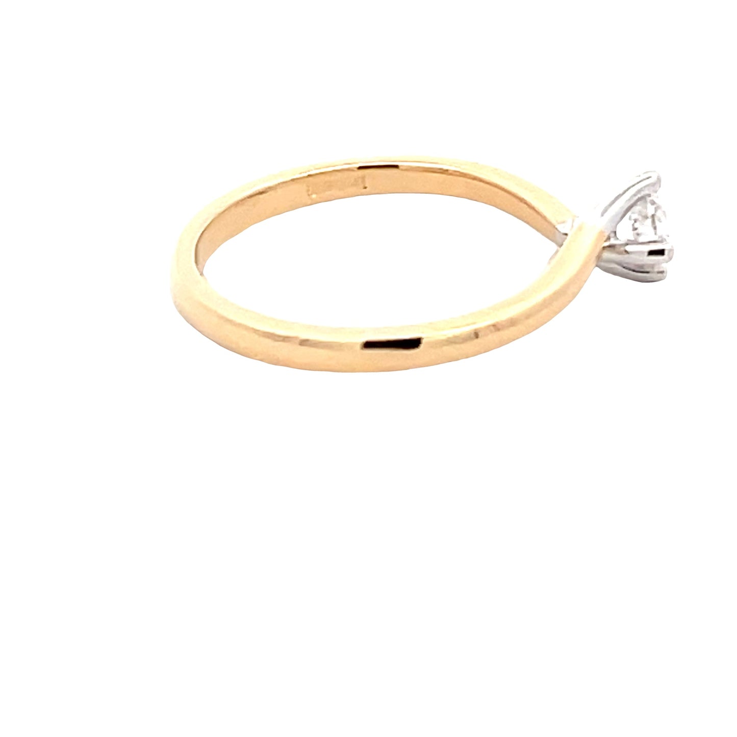 Yellow Gold Round Brilliant Cut Diamond Twist Solitaire Ring - 0.31cts Gardiner Brothers