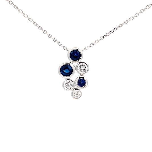 Sapphire and Diamond Bubble Style Pendant  Gardiner Brothers