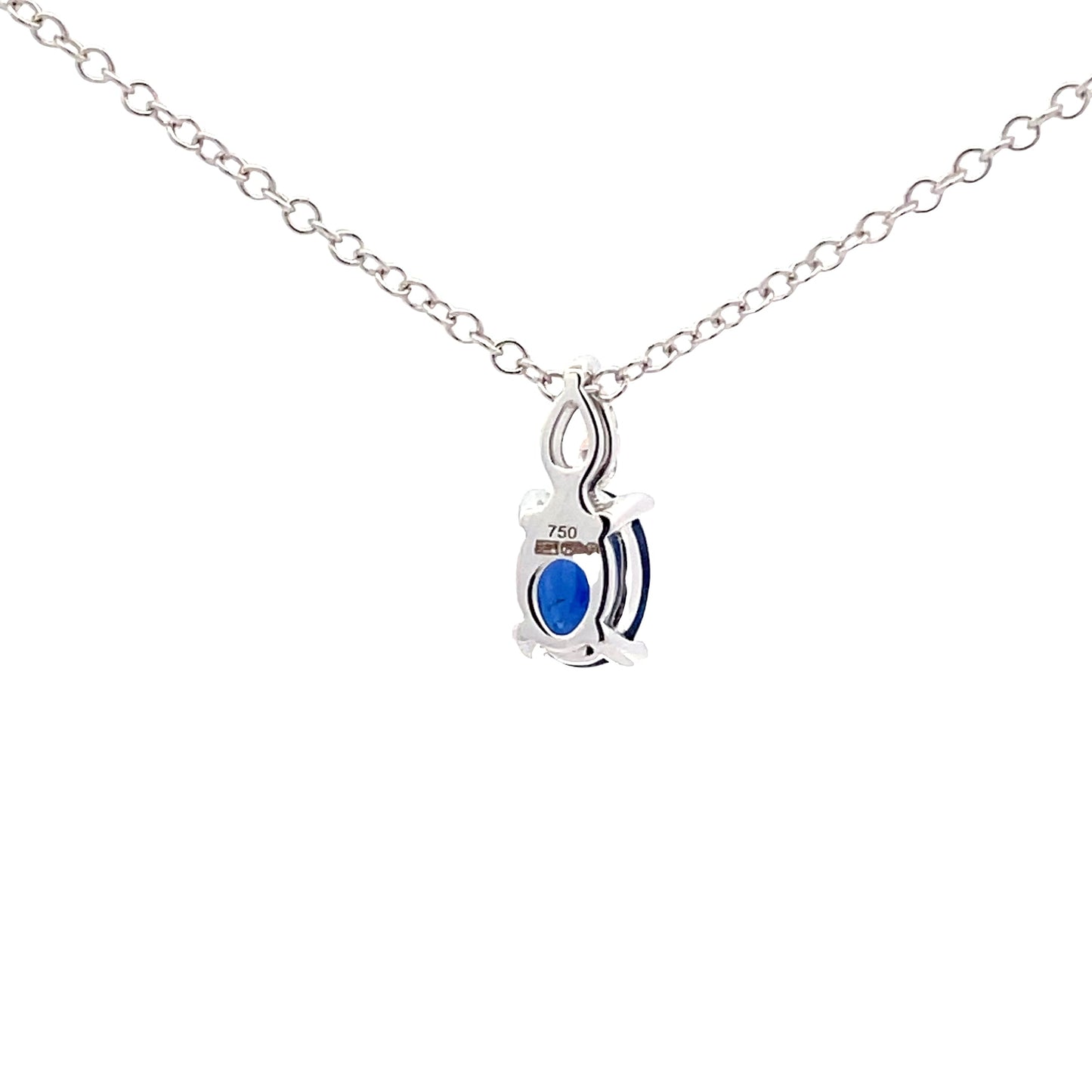 oval sapphire and pear shaped diamond pendant Gardiner Brothers